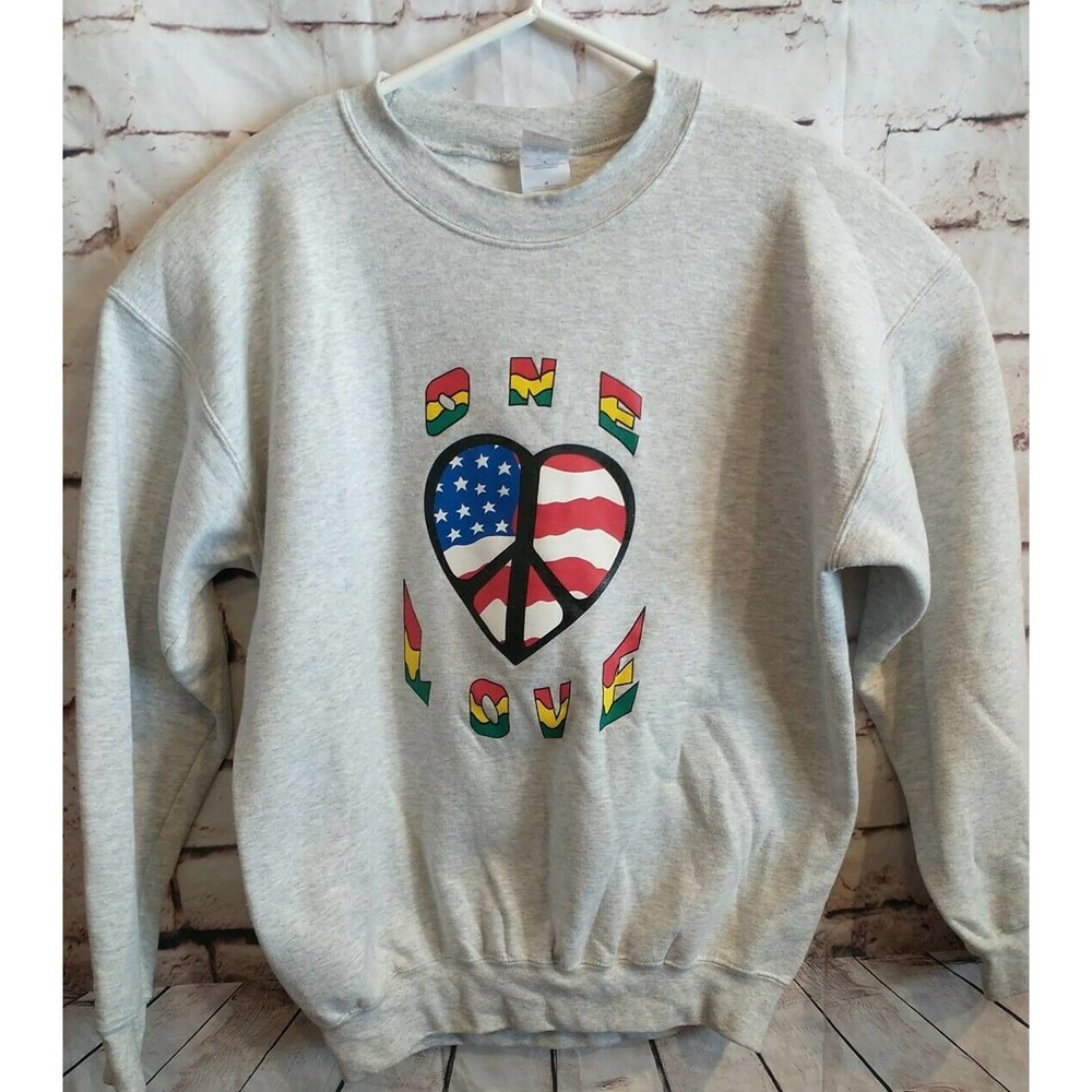 Vintage Bob Marley Reggae Men's Sz Large Gray Sweatshirt crew neck Rastafarian